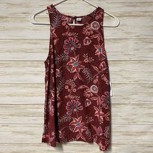NWT High Neck Burgundy Floral Tank Top